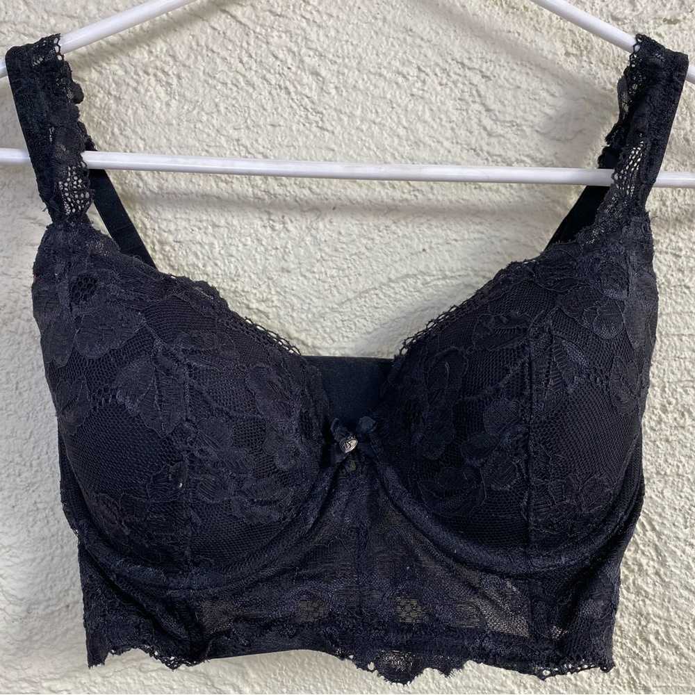 Victoria's Secret Black Lace Longline Bra